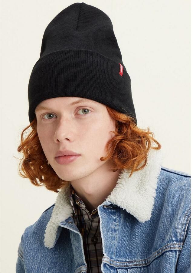 Levi's Beanie met labelpatch model 'SLOUCHY RED TAB'