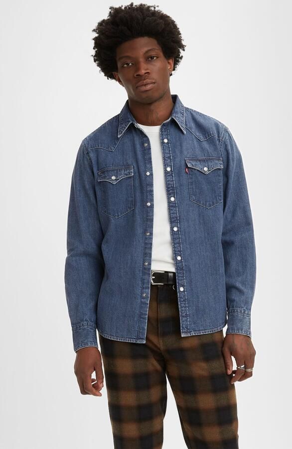 Levi's Heren Denim Overhemd met Klassieke Kraag en Lange Mouwen Blauw Heren - Foto 4