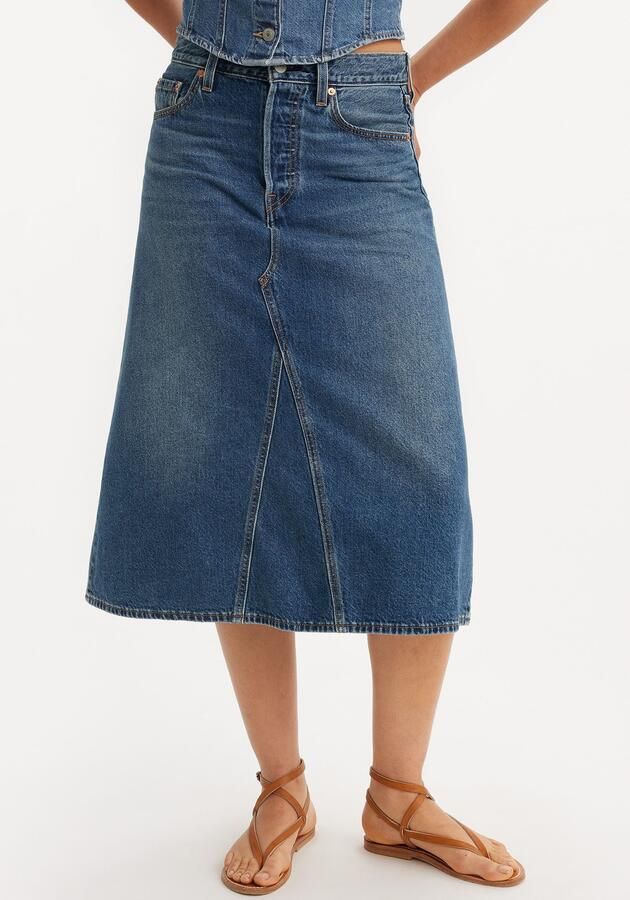 Levi's Jeans rok HR A LINE DECON SKIRT in trendy midi-lengte met rafelige rand - Foto 6