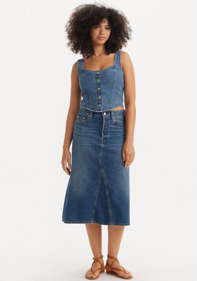 Levi's Jeans rok HR A LINE DECON SKIRT in trendy midi-lengte met rafelige rand - Foto 4