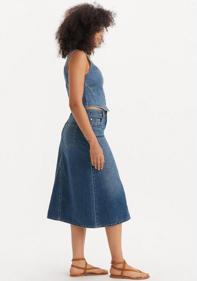 Levi's Jeans rok HR A LINE DECON SKIRT in trendy midi-lengte met rafelige rand