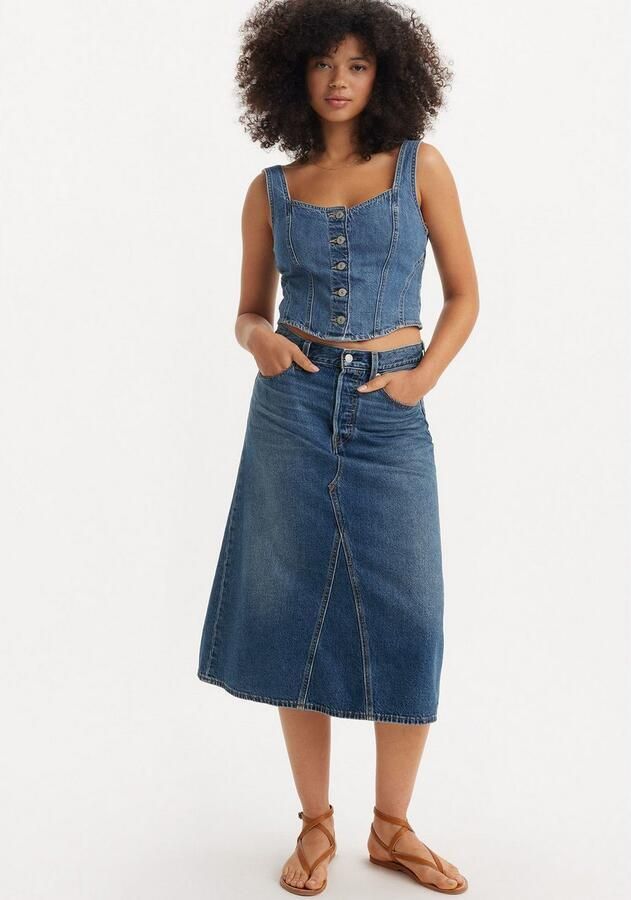 Levi's Jeans rok HR A LINE DECON SKIRT in trendy midi-lengte met rafelige rand - Foto 3