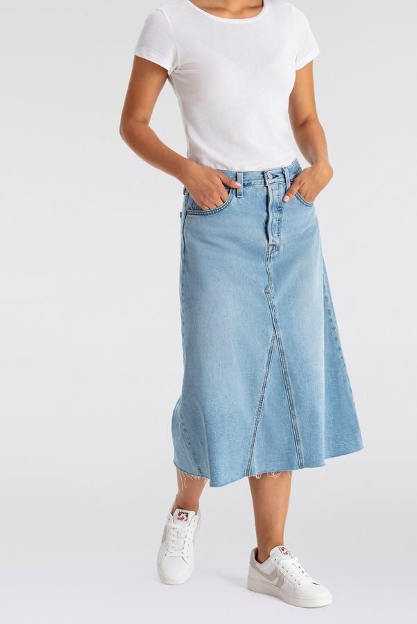 Levi's Jeans rok HR A LINE DECON SKIRT in trendy midi-lengte met rafelige rand - Foto 11