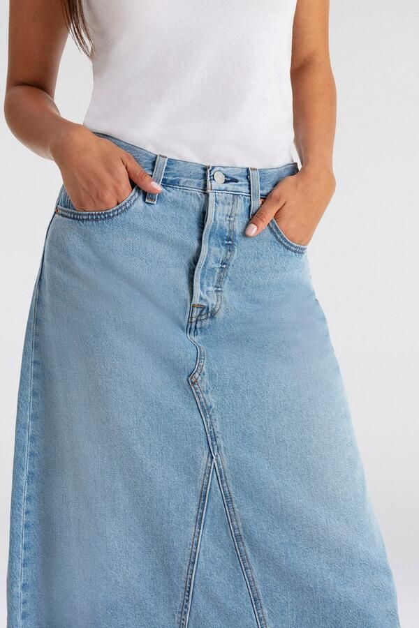 Levi's Jeans rok HR A LINE DECON SKIRT in trendy midi-lengte met rafelige rand - Foto 8