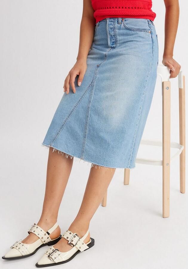 Levi's Jeans rok HR A LINE DECON SKIRT in trendy midi-lengte met rafelige rand - Foto 3