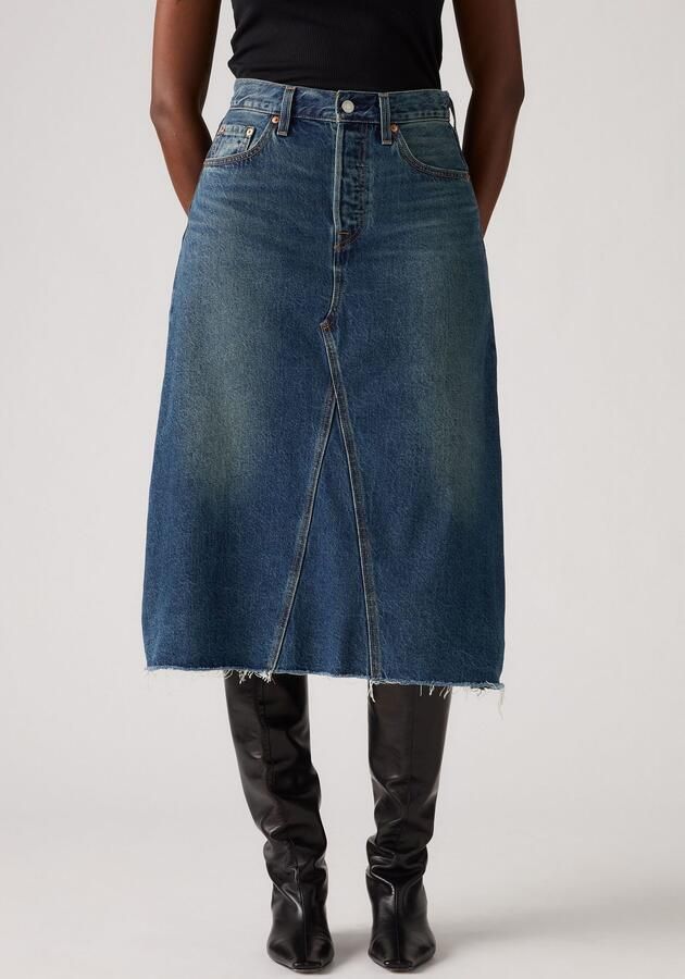 Levi's Jeans rok HR A LINE DECON SKIRT in trendy midi-lengte met rafelige rand - Foto 6