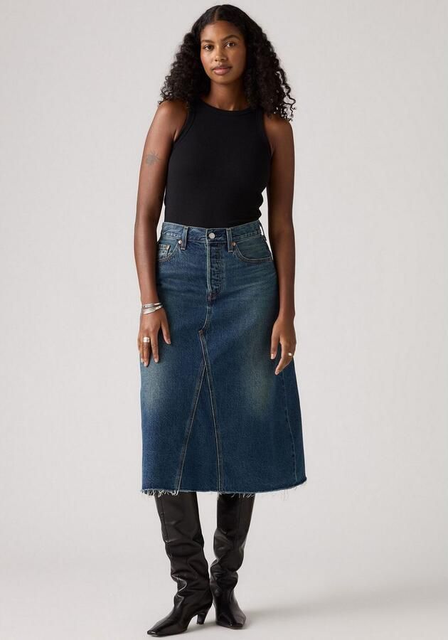 Levi's Jeans rok HR A LINE DECON SKIRT in trendy midi-lengte met rafelige rand - Foto 4