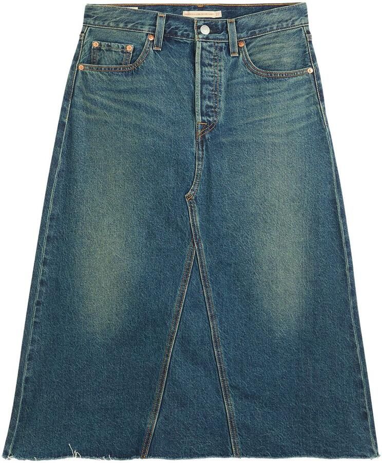 Levi's Jeans rok HR A LINE DECON SKIRT in trendy midi-lengte met rafelige rand