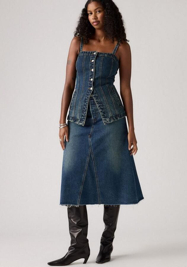 Levi's Jeans rok HR A LINE DECON SKIRT in trendy midi-lengte met rafelige rand - Foto 2