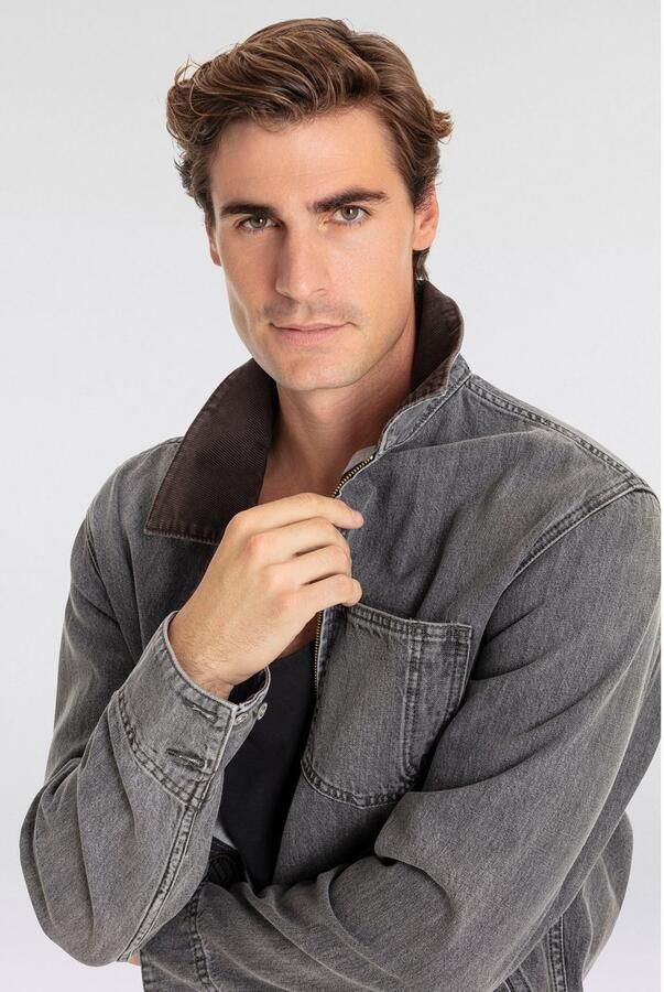 Levi's Jeansjack FULL ZIP MECHANICS TRKR met rits en kraag met cord-inzet - Foto 7