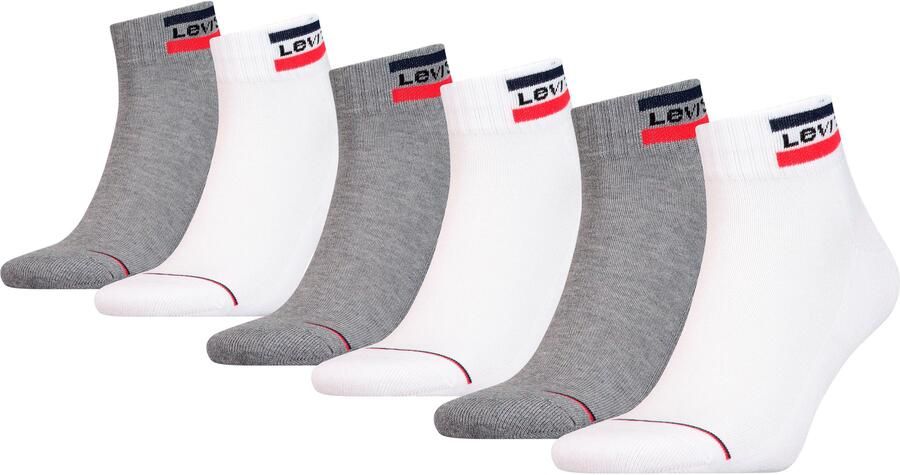 Levi's Sokken met labeldetail in een set van 6 stuks model 'MID CUT SPRTWR LOGO'