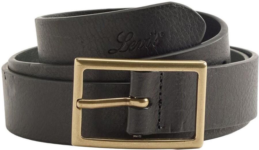 Levi's Leren riem RECTANGLE BELT met goudkleurige sluiting en logoprint - Foto 3
