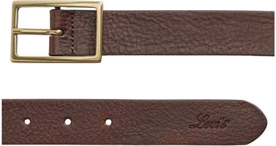 Levi's Leren riem RECTANGLE BELT met goudkleurige sluiting en logoprint - Foto 3