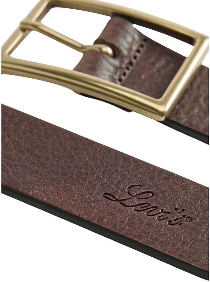 Levi's Leren riem RECTANGLE BELT met goudkleurige sluiting en logoprint