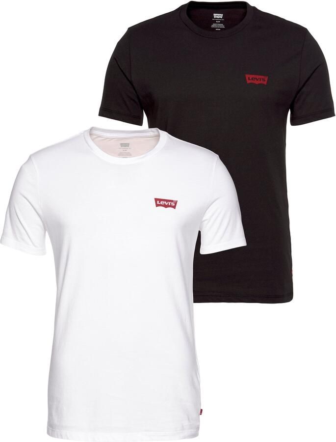 Levi's Slim fit T-shirt met labelprint in een set van 2 stuks - Foto 3