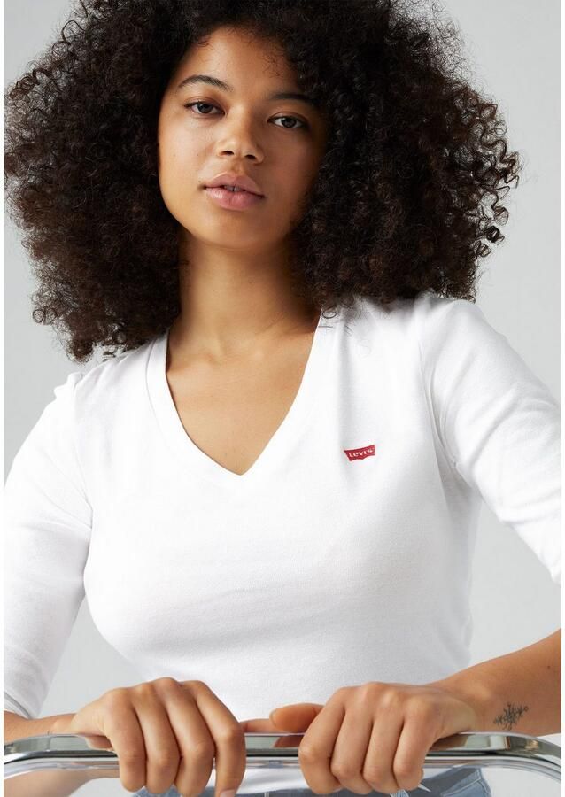 Levi's Shirt met lange mouwen en labelstitching en V-hals - Foto 3