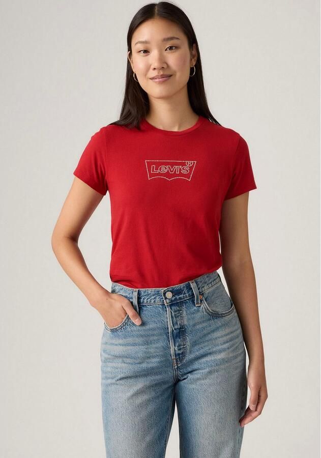 Levi's Shirt met ronde hals The Perfect Tee met logo in metallic-holoprint - Foto 3