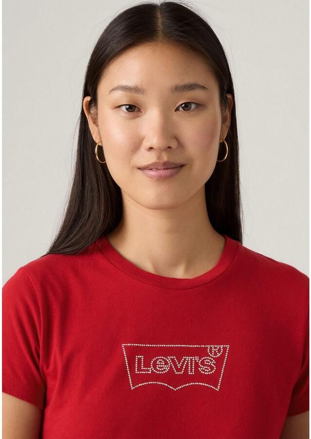 Levi's Shirt met ronde hals The Perfect Tee met logo in metallic-holoprint