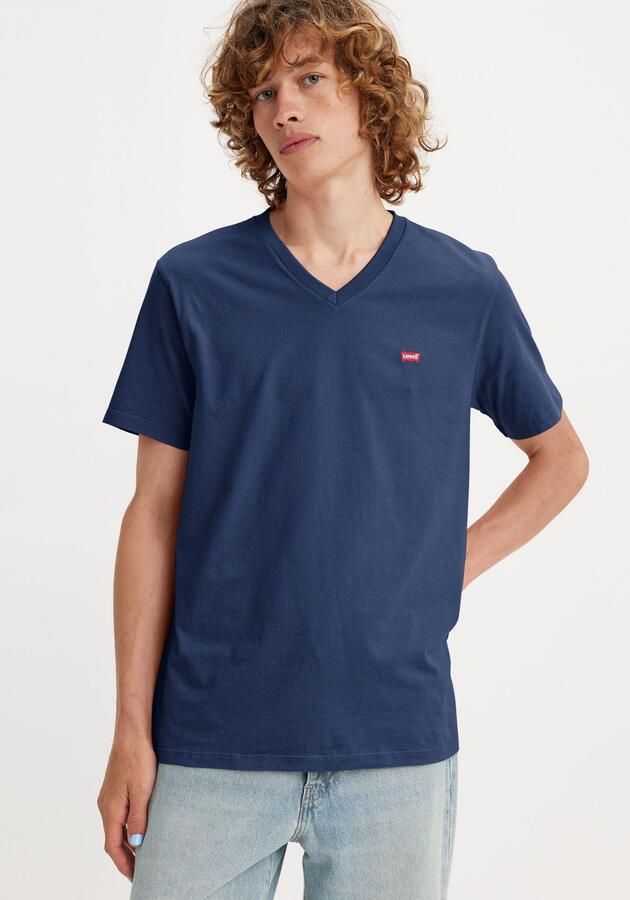 Levi's Klassiek Katoen V-Hals T-Shirt Blauw Blue Heren - Foto 6
