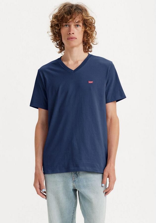 Levi's Klassiek Katoen V-Hals T-Shirt Blauw Blue Heren - Foto 4