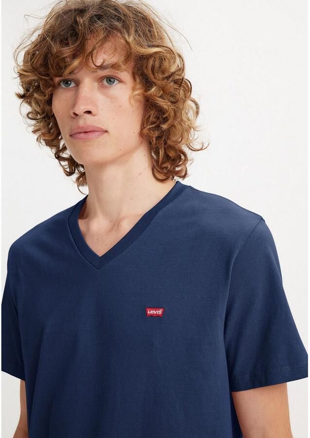 Levi's Klassiek Katoen V-Hals T-Shirt Blauw Blue Heren - Foto 3