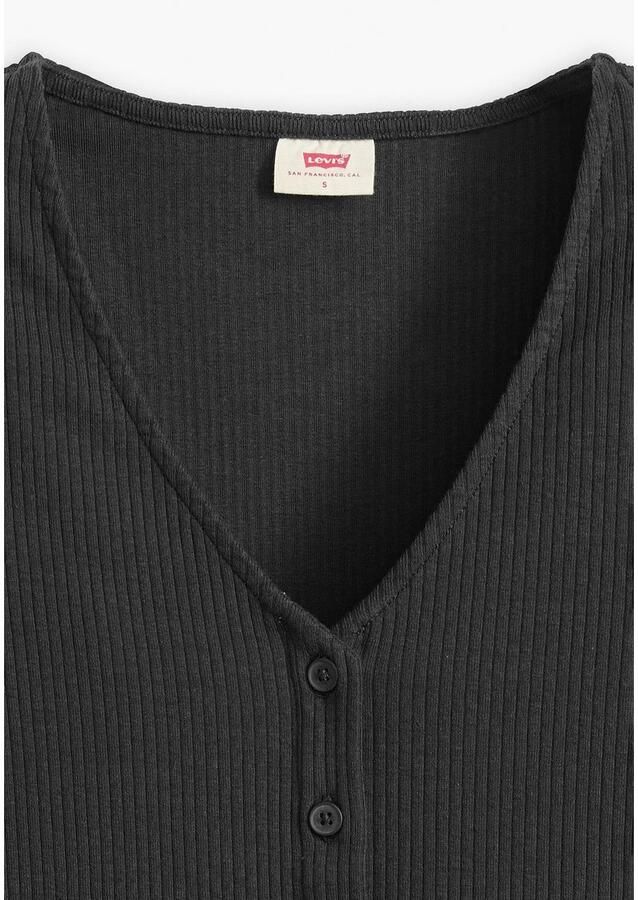 Levi's T-shirt in riblook met V-hals en knoopsluiting - Foto 2