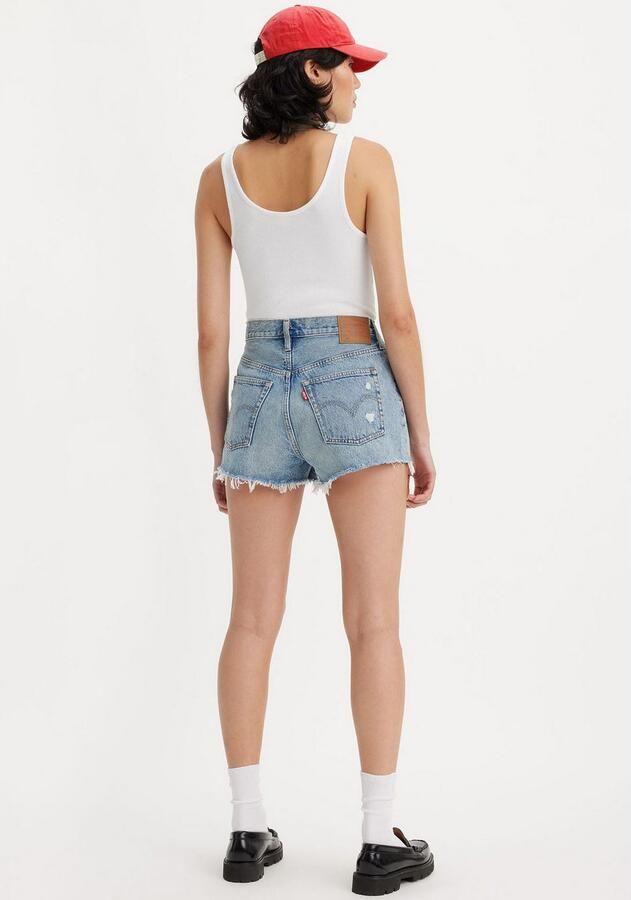 Levi's Korte regular fit jeans in destroyed-look model '501 ORIGINAL' - Foto 4