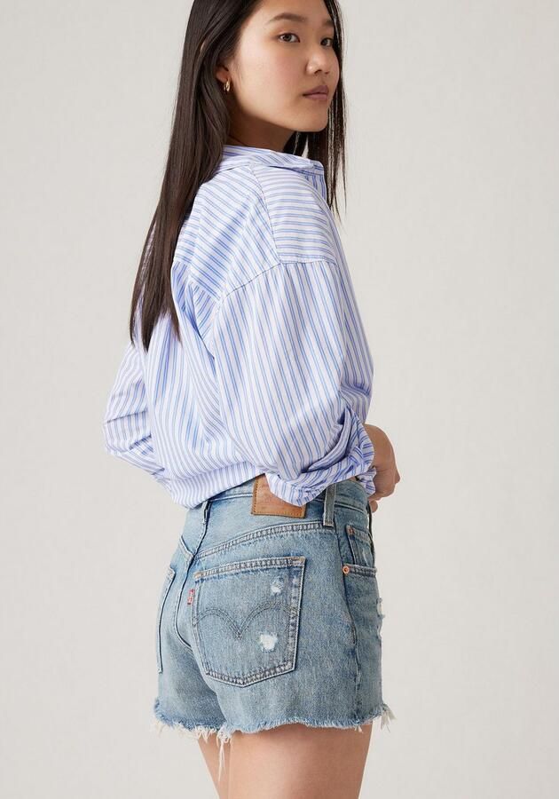 Levi's Korte regular fit jeans in destroyed-look model '501 ORIGINAL' - Foto 8