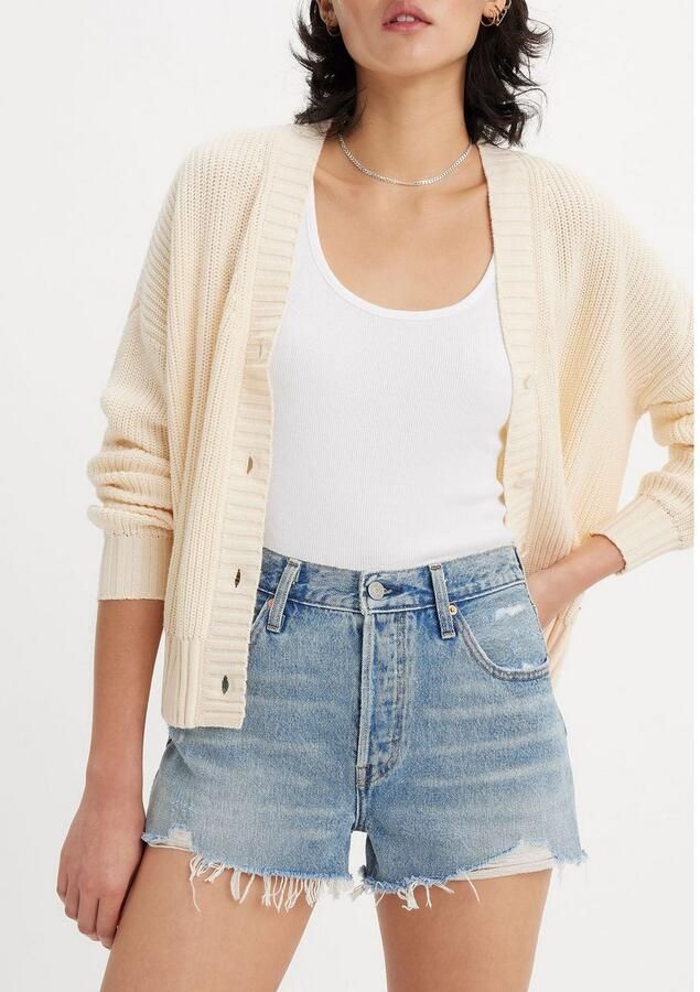 Levi's Korte regular fit jeans in destroyed-look model '501 ORIGINAL' - Foto 3