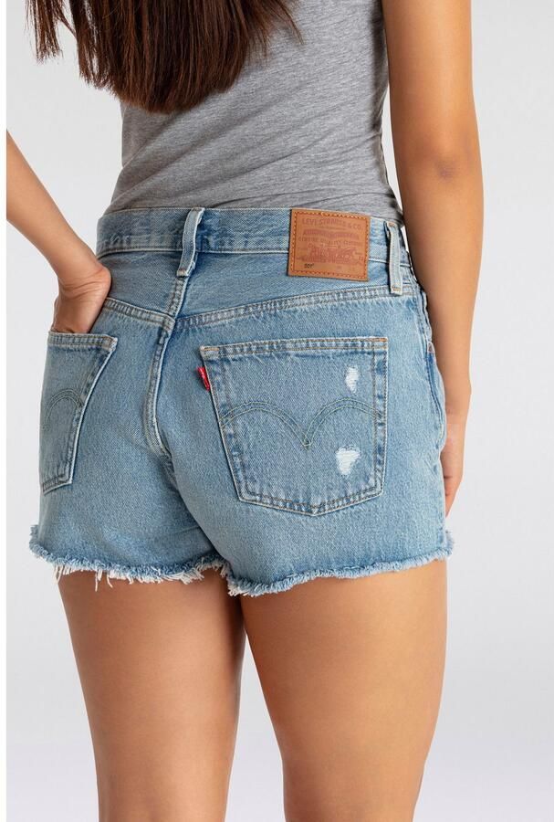 Levi's Korte regular fit jeans in destroyed-look model '501 ORIGINAL' - Foto 12