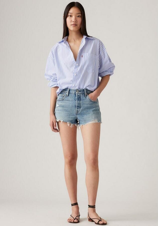 Levi's Korte regular fit jeans in destroyed-look model '501 ORIGINAL' - Foto 9