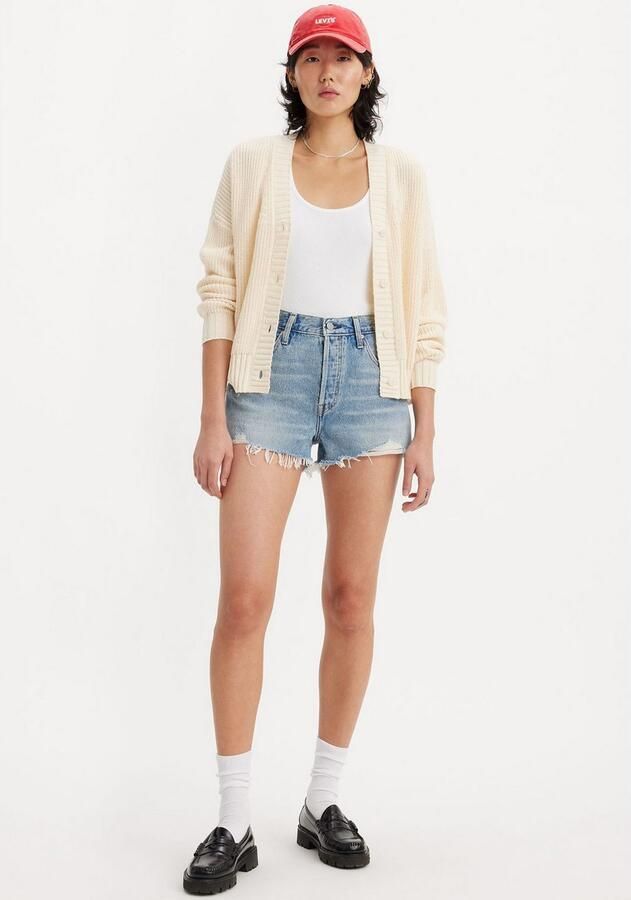 Levi's Korte regular fit jeans in destroyed-look model '501 ORIGINAL' - Foto 6