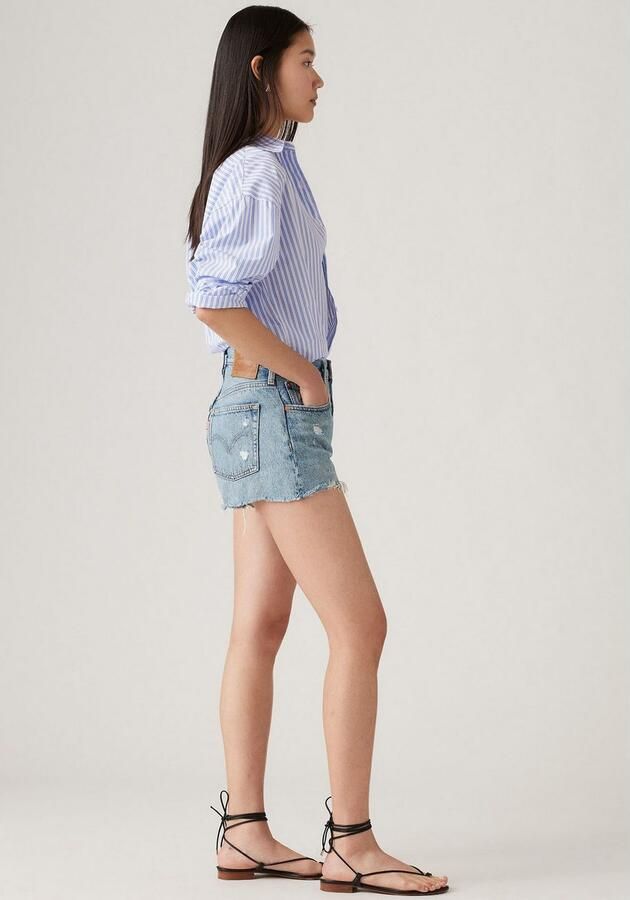 Levi's Korte regular fit jeans in destroyed-look model '501 ORIGINAL' - Foto 11