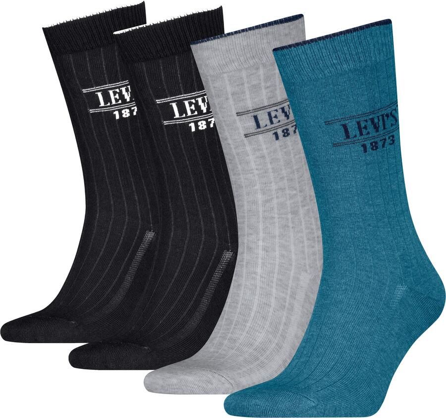 Levi's Sokken LEVIS REG CUT RIB LOGO 4P ECOM (4 paar) - Foto 2