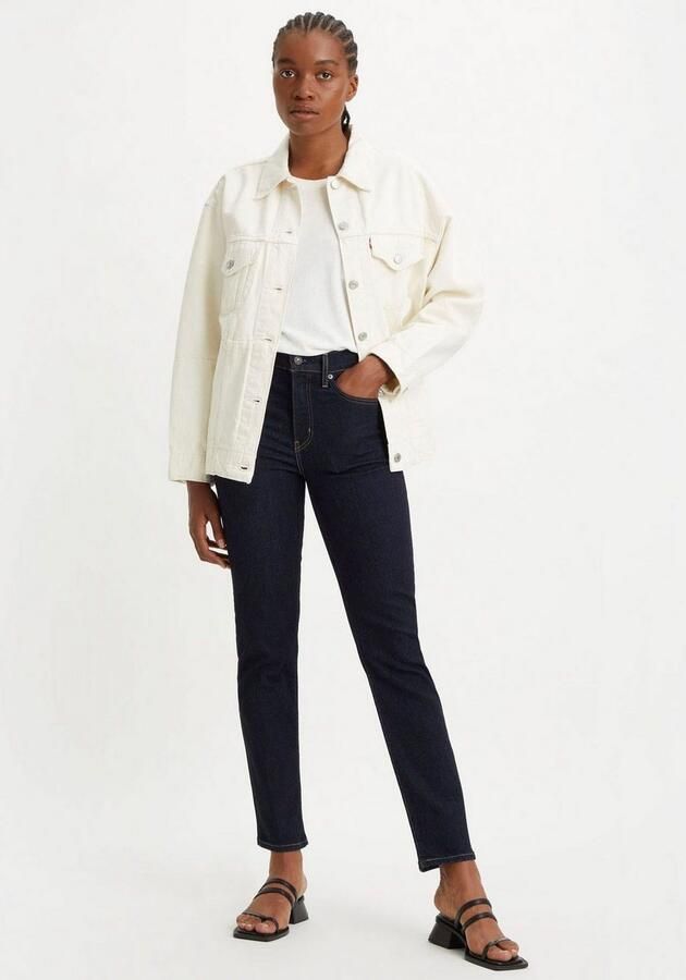 Levi's 724 high waist straight leg jeans dark blue denim - Foto 7