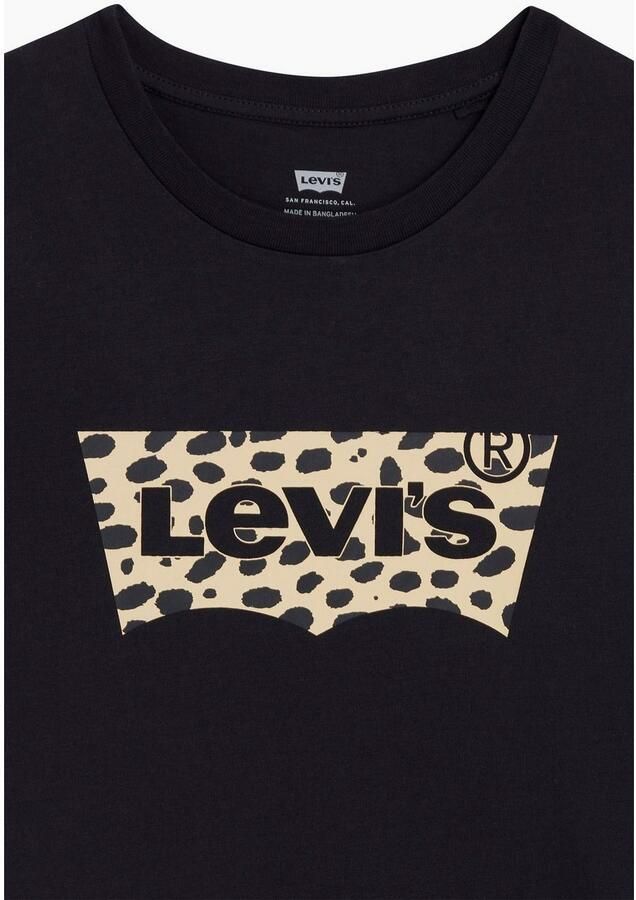 Levi's Zwart T-shirt met Leopard Batwing Logo Black Dames