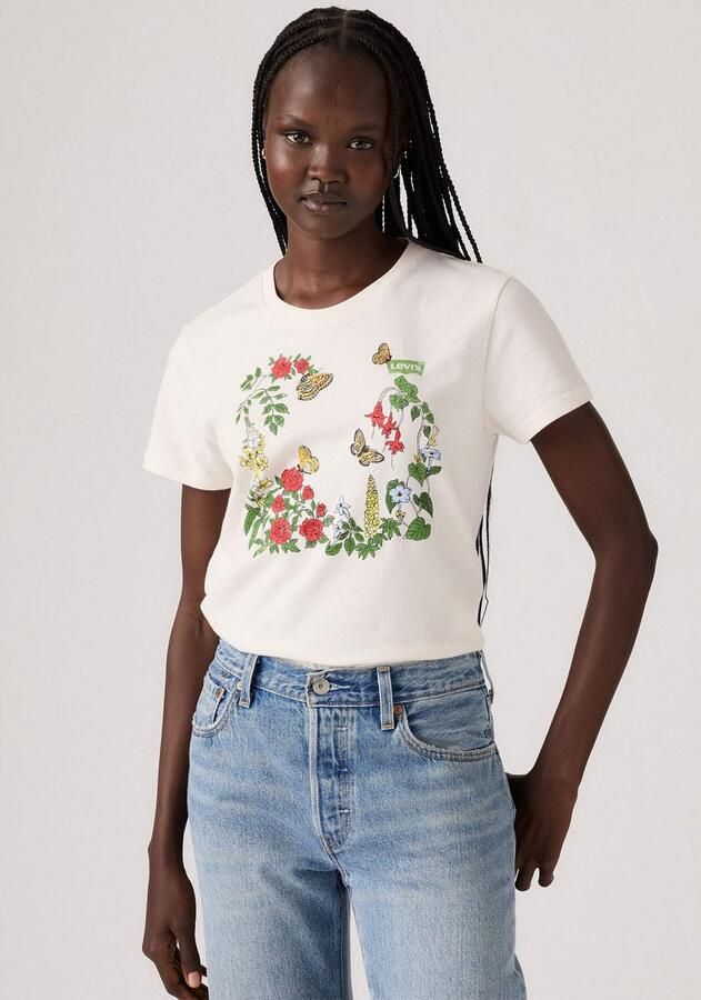 Levi's T-shirt The Perfect Tee met bloe print - Foto 4