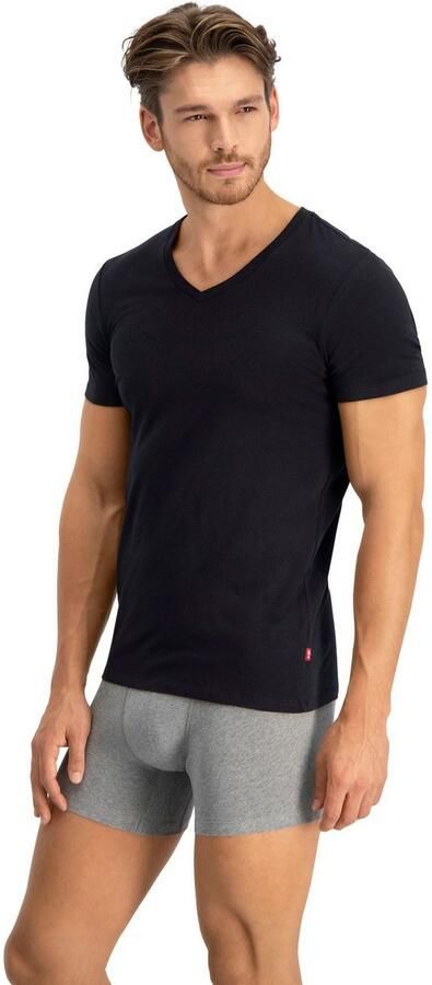 Levi's T-shirt V-hals korte mouw katoenmix elastisch (Set van 2) - Foto 7