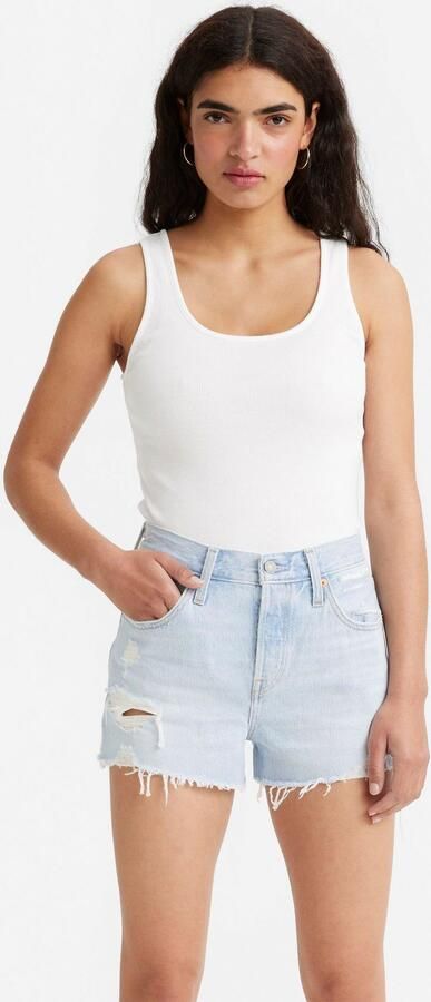 Levi's Geribbelde Ronde Hals Tanktop White Dames - Foto 7