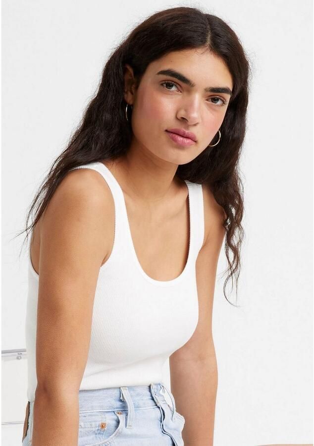 Levi's Geribbelde Ronde Hals Tanktop White Dames - Foto 2