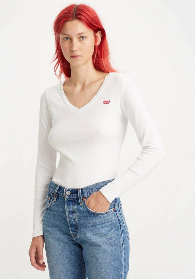 Levi's Shirt met lange mouwen en logostitching model 'VNECK BABY TEE'