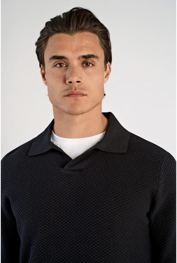 Lindbergh Gebreide pullover met structuurmotief en platte kraag - Foto 2