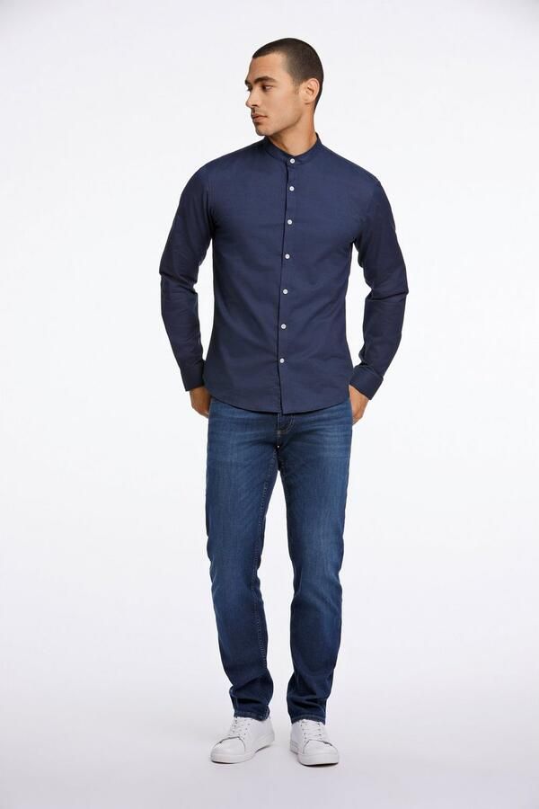 Lindbergh Slim fit vrijetijdsoverhemd met opstaande kraag model 'Oxford' - Foto 4