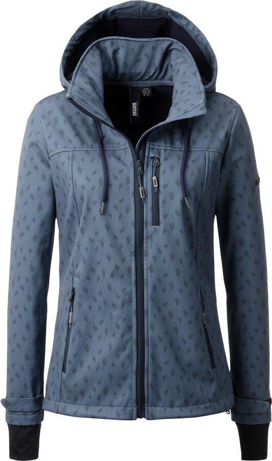 LPO Softshell-jack SHELBY PEAK VI Women licht softshell-jack met all-over-print en afneembare capuchon