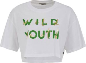 LTB Shirt met korte mouwen NAYIDA met een ongedwongen pasvorm met "wild youth" opschrift en in cropped lengte