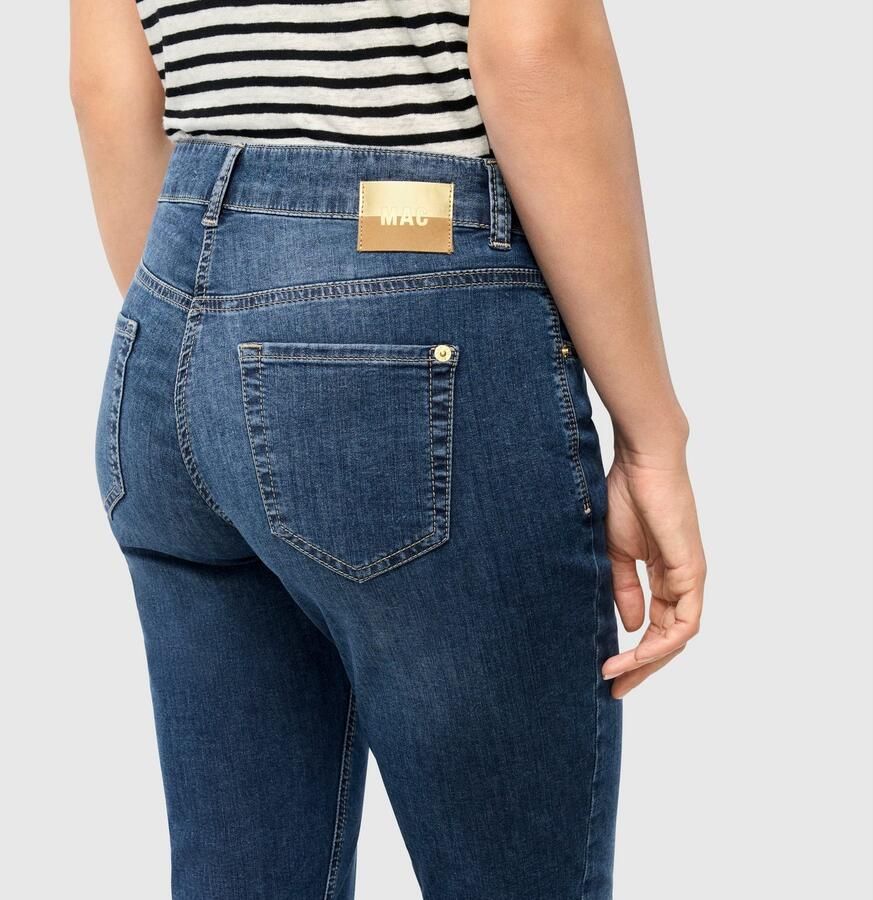 MAC regular waist straight leg jeans medium blue denim