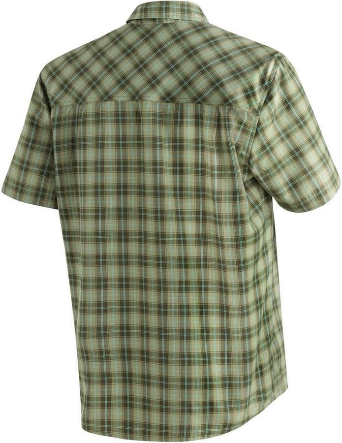 Maier Sports Functioneel shirt Mauro Geruite overhemd met korte mouwen voor wandelen reizen en vrije tijd