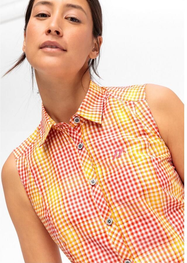 Maier Sports Functionele blouse Paloma Geruite mouwloze blouse voor wandelen reizen en vrije tijd