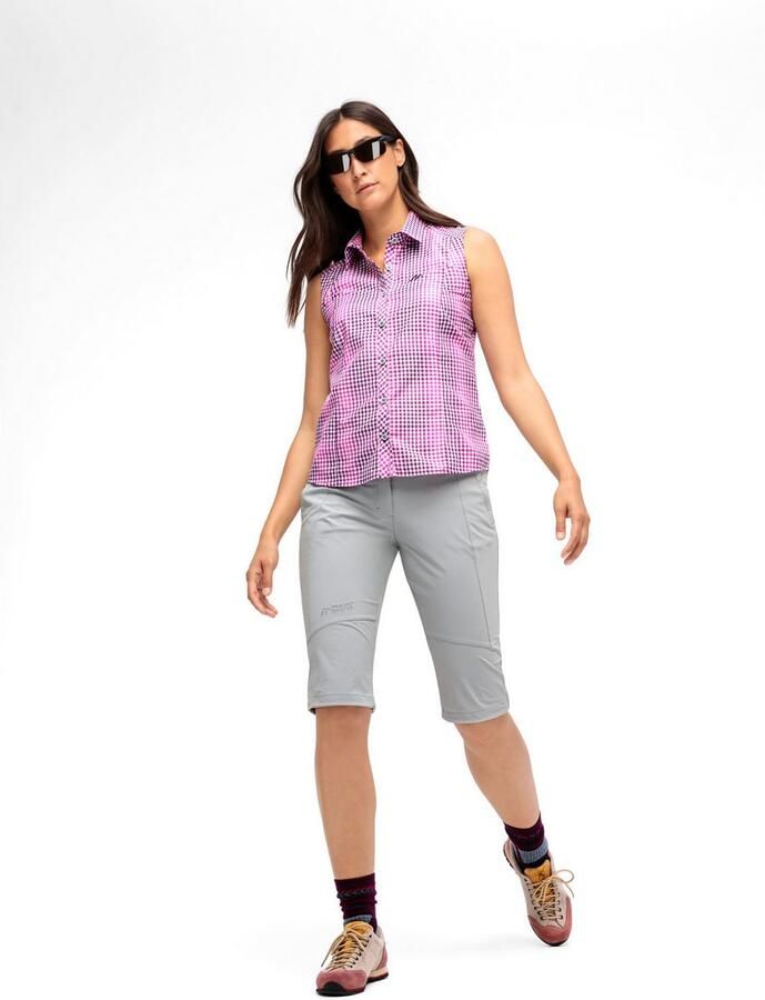 Maier Sports Functionele blouse Paloma Geruite mouwloze blouse voor wandelen reizen en vrije tijd