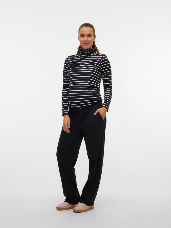 Mamalicious loose fit broek MLIVY zwart Dames Katoen Effen XL - Foto 4